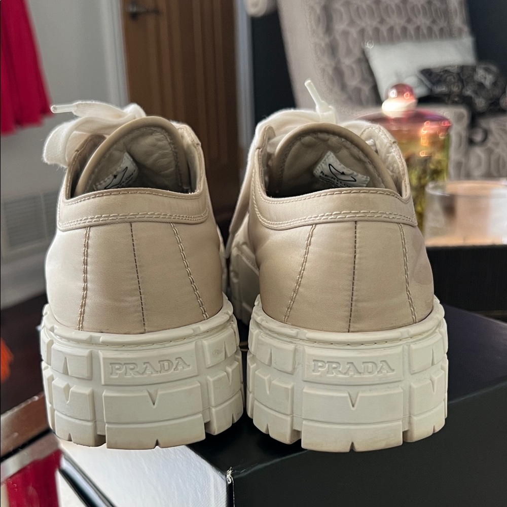 Prada Women's Cream Platform Sneakers - Picture 8 of 13